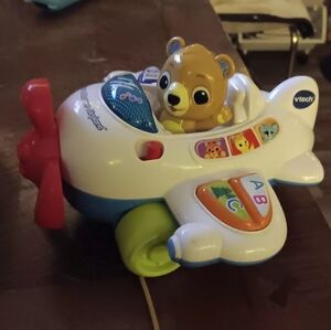 Bear Pilot Toy Airplane - White and Blue